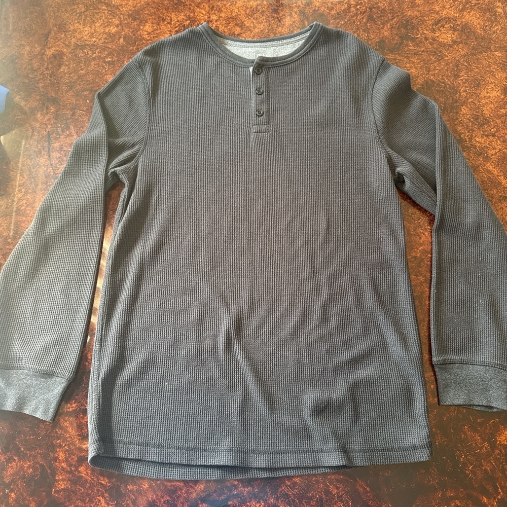 George Men's Long Sleeve Waffle Henley - Charcoal Gray